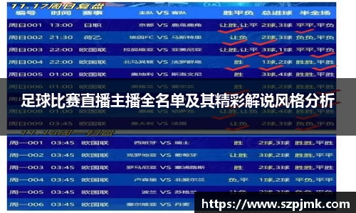 足球比赛直播主播全名单及其精彩解说风格分析